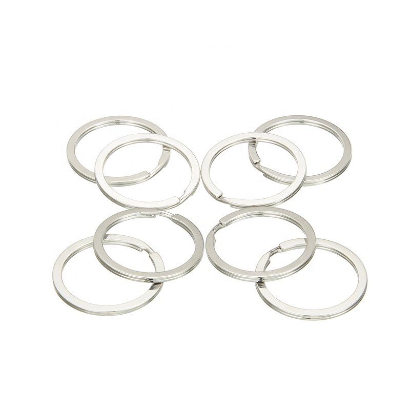 Diy craft custom metal hardware accessories keyrings round shaped flat blank split key ring chains