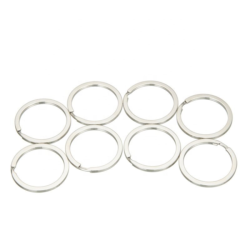 Diy craft custom metal hardware accessories keyrings round shaped flat blank split key ring chains