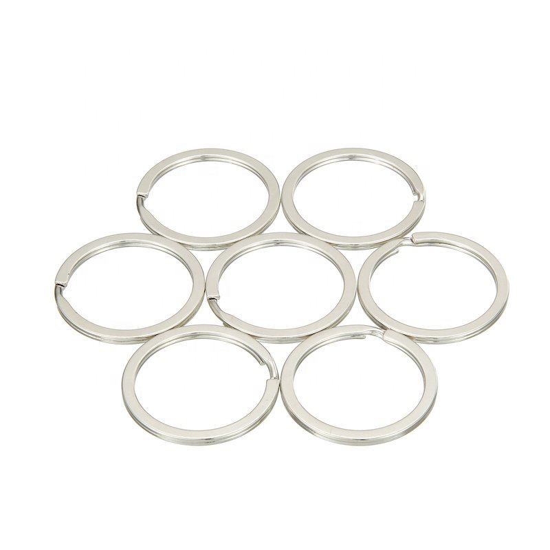 Diy craft custom metal hardware accessories keyrings round shaped flat blank split key ring chains