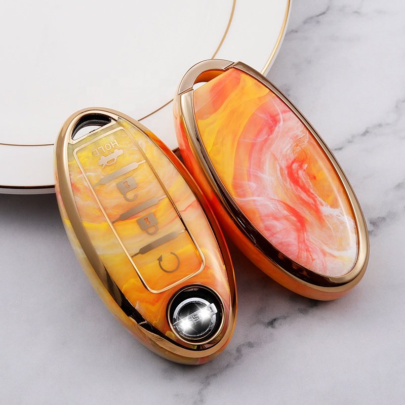 Marble car key case cover For Nissan note Qashqai Pathfinder Rogue Versa Murano Infiniti Q50 accessories Car Key holder