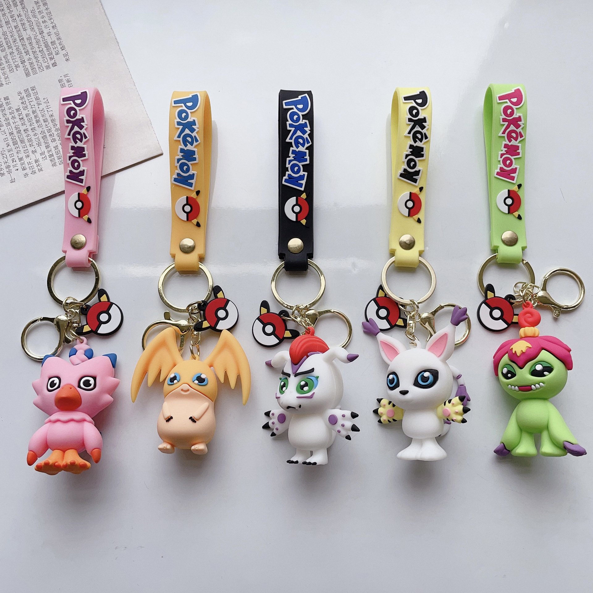 Hot Selling Japanese Anime Digimon Adventure Monster Cartoon Toy Key Chain Car Pendant Accessories 3D Rubber Keychain