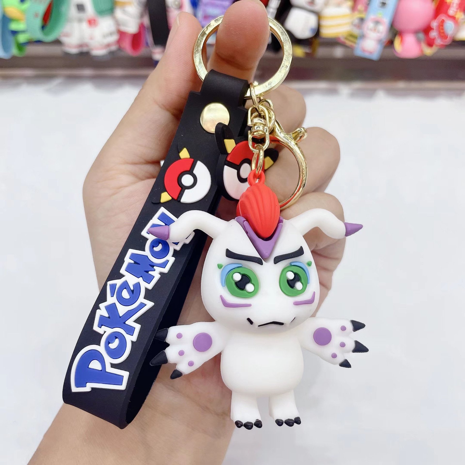 Hot Selling Japanese Anime Digimon Adventure Monster Cartoon Toy Key Chain Car Pendant Accessories 3D Rubber Keychain