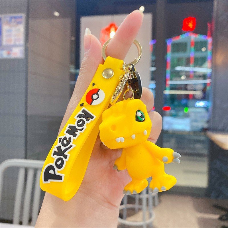 Hot Selling Japanese Anime Digimon Adventure Monster Cartoon Toy Key Chain Car Pendant Accessories 3D Rubber Keychain