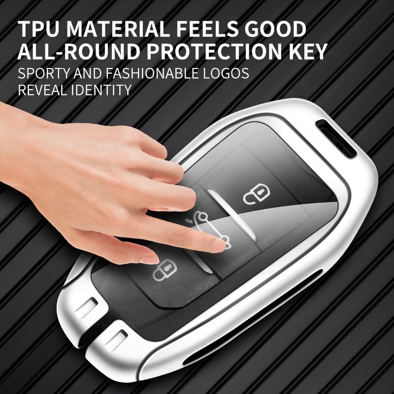 Zinc Alloy Leather Car Key Case Cover For Ds 4s 5 3 7 Crossback Ds3 Ds5 Ds7 Smart Keyless Entry Car Custom Logo Accessories