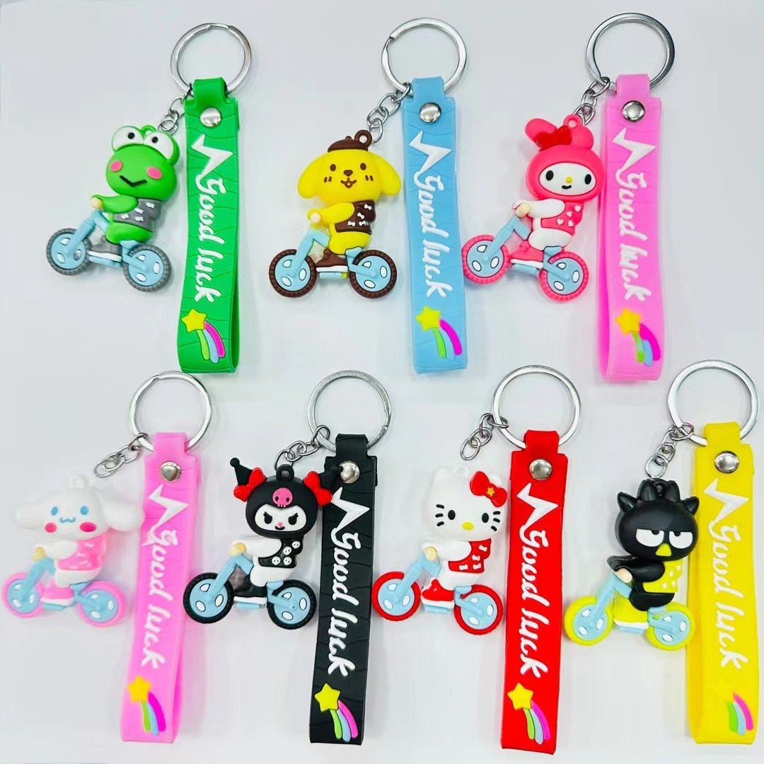 Cute Plush Bear Car Keychain Accessories Cheap Cartoon Anime 3D Soft Silicone PVC Key Ring Lanyards Rubber Key Holder