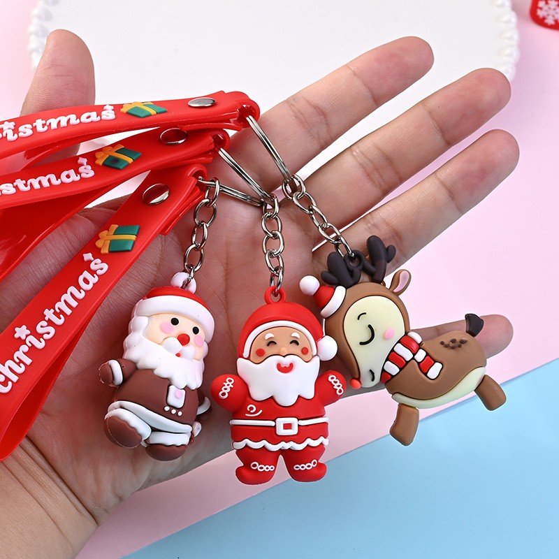 Cute Plush Bear Car Keychain Accessories Cheap Cartoon Anime 3D Soft Silicone PVC Key Ring Lanyards Rubber Key Holder
