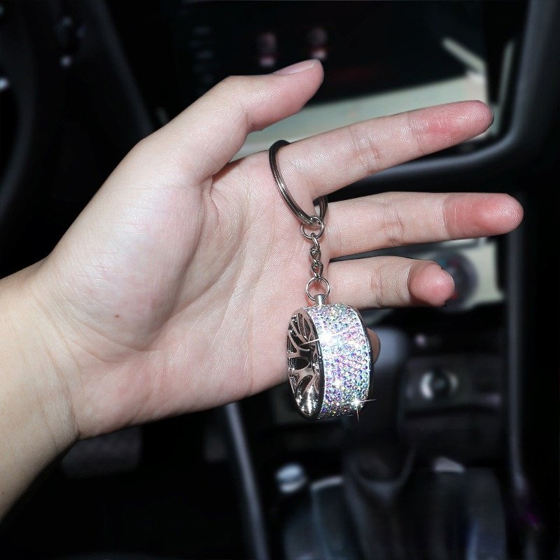 Tire Cross Border New Car Bling Key Chain Luxury Crystalcute Colorful Pendant Car Wheel Keychain Bag Car Accessories For Ladies