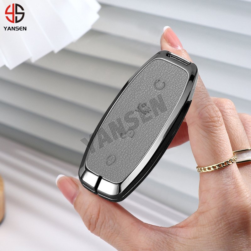 Leather Car Key Case Cover for BYD DENZA 2022 for Denza DM-i 2022 2023 Auto Key Fob Shell Car Styling Keychain Accessory