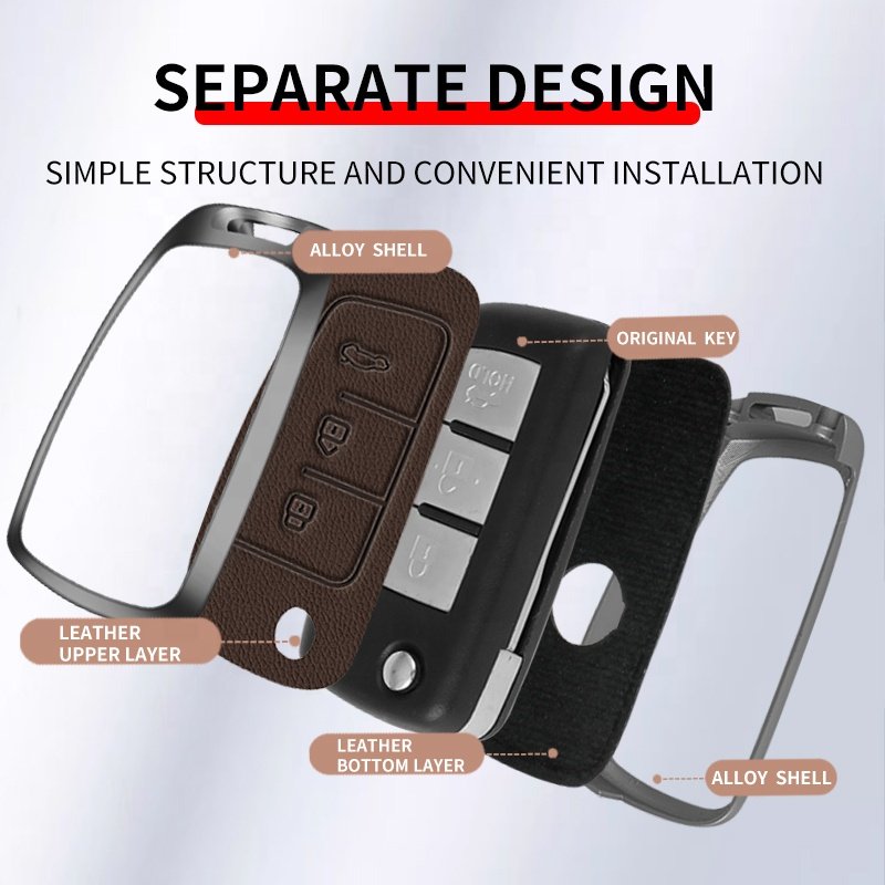 For Shell Case Custom Leather Metal Remote Nissan Car Key Cover