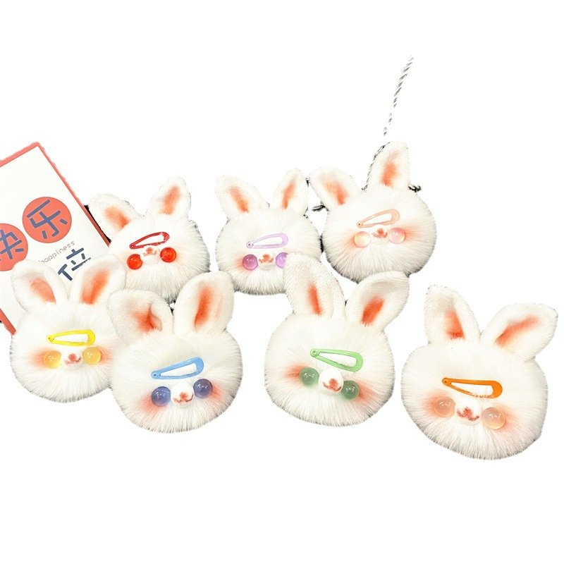 Cute rabbit plush keychain girls' heart Cartoon Doll bag pendant car key chain Kawai gift accessories