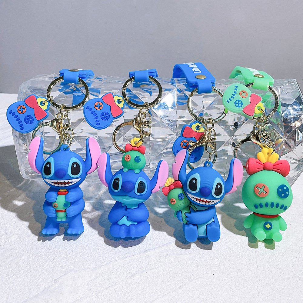 Wholesale Stitch Keychains Stitch Ilaveros Car Key Handbag Accessories Lilo Stitches Pink Angel Anime Keyring Christmas Gift
