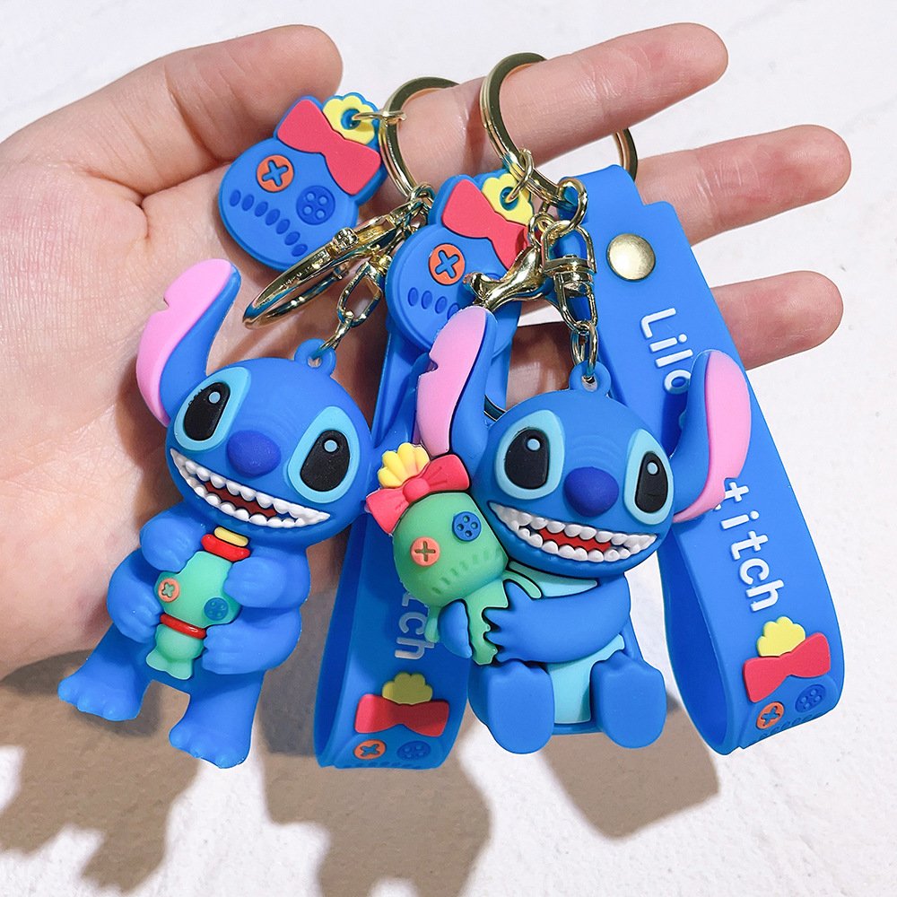 Wholesale Stitch Keychains Stitch Ilaveros Car Key Handbag Accessories Lilo Stitches Pink Angel Anime Keyring Christmas Gift