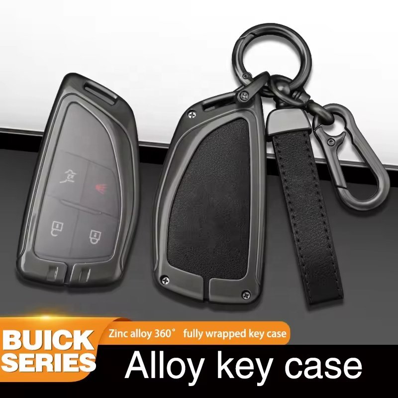 Alloy Leather Car Remote Key Case Cover Protect Shell For Gmc Yukon For Buick Envision S Plus Avenir Keychain Accessories