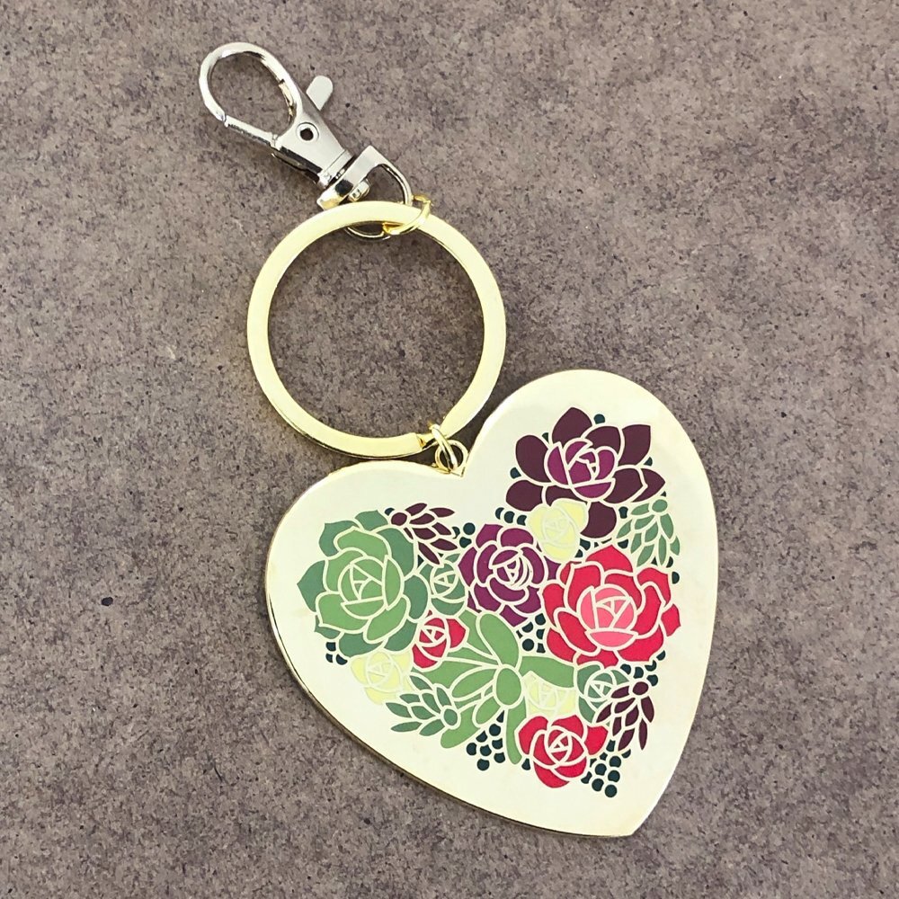 Custom Floral Metal Car Key Chain Pendants Key Tags Charms Custom Zinc Alloy Metal Flower Hard Soft Enamel Metal Keychain