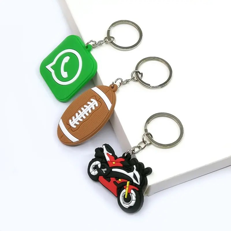 rubber keychains Rugby Sports Basketball soccer keychain cartoon figure key chain custom wholesale key accessories