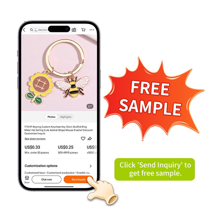 Wholesale Keychain Keyring Custom Logo Promotional Metal Acrylic Accessories 3D Mini CD Self Defense Plush Blank