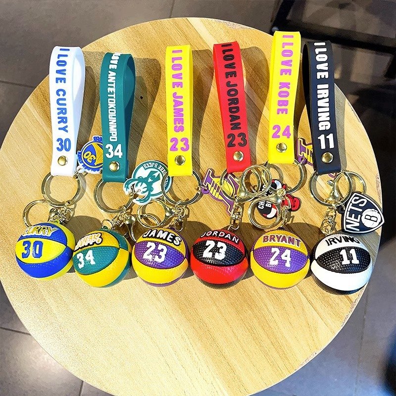 Creative PVC Cartoon Basketball Keychain Pendant New Fan Design for Key Holder for Couples Bag Car Pendant Accessory