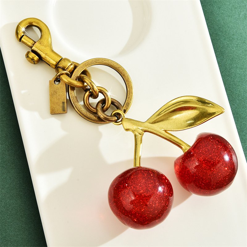 Manufacturers Wholesale Bulk 3D Crystal Cherry Key Chain Women Girl Bag Pendant Charms Keyring 3D Crystal Cherry Keychain