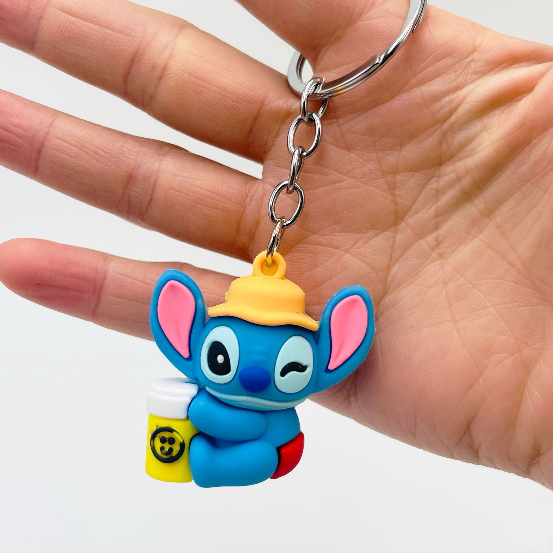 Mini 3D Silicone Anime Keychain Rubber cute Creative Cartoon Lilo Stitch keychains car Backpack Bag Pendant keyring key chain