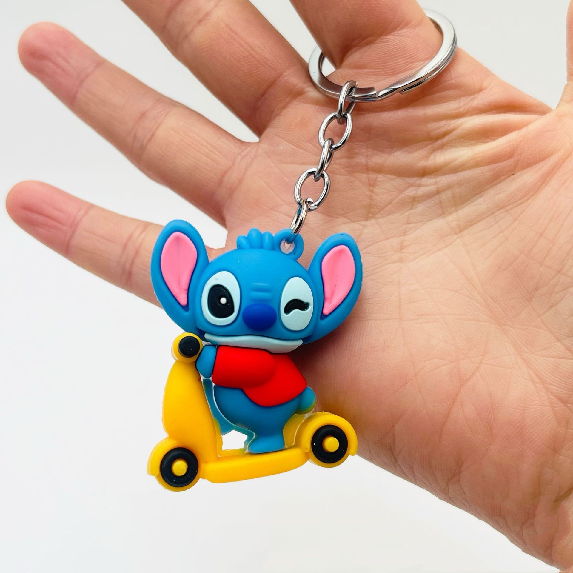 Mini 3D Silicone Anime Keychain Rubber cute Creative Cartoon Lilo Stitch keychains car Backpack Bag Pendant keyring key chain