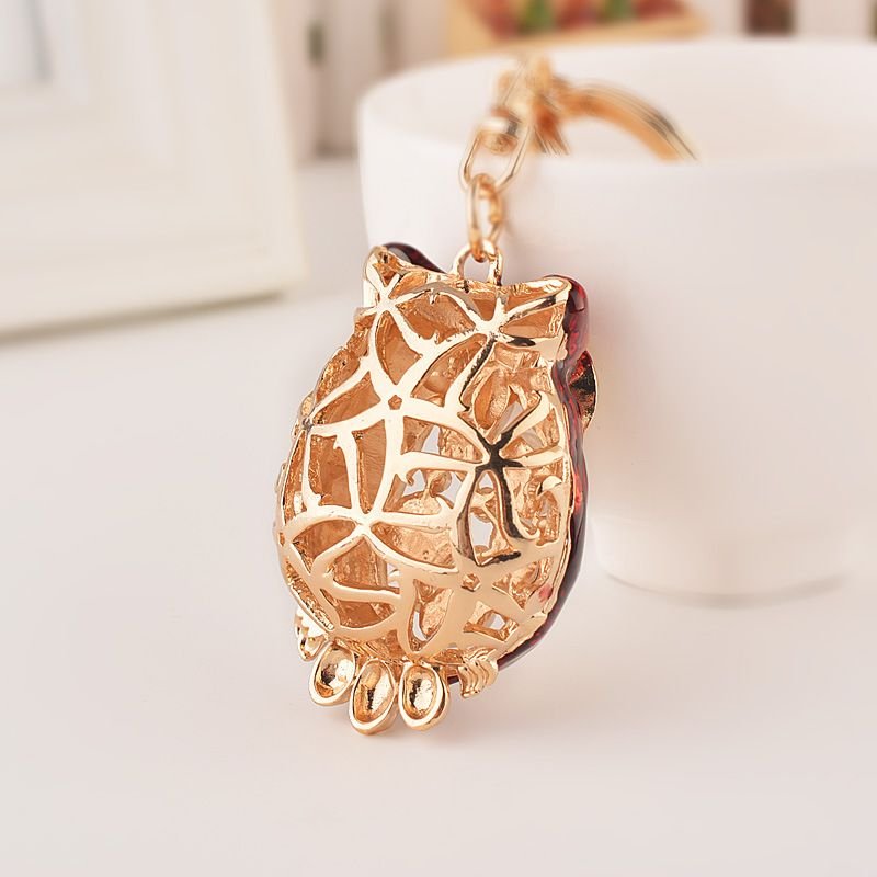 Hot Selling Creative Animal series opal owl pendant Diamond Inlaid alloy Metal keychain bag accessories