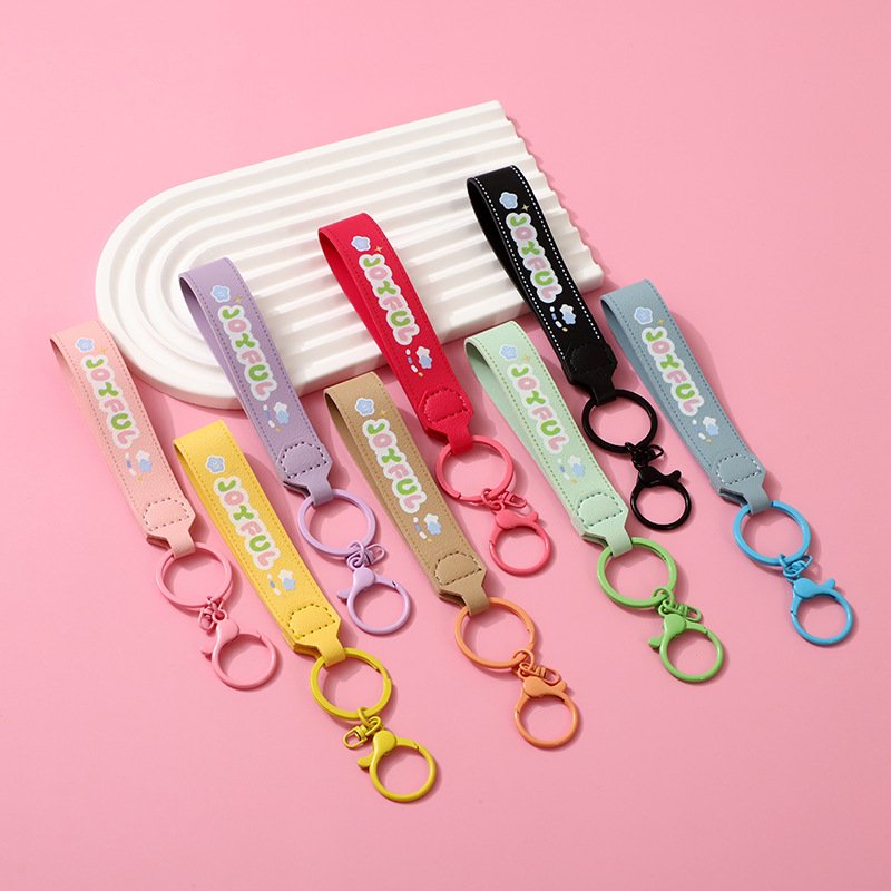 Lilangda Leather Printing Wrist Strap Keychain DIY Accessory Pendant Personality Creative Cute Small Pendant For Men and Women