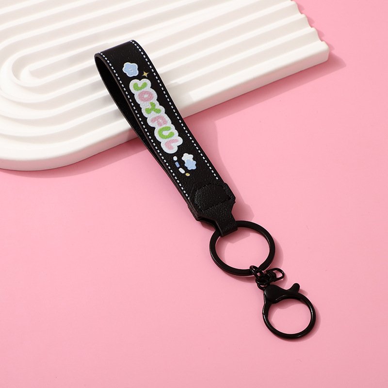 Lilangda Leather Printing Wrist Strap Keychain DIY Accessory Pendant Personality Creative Cute Small Pendant For Men and Women