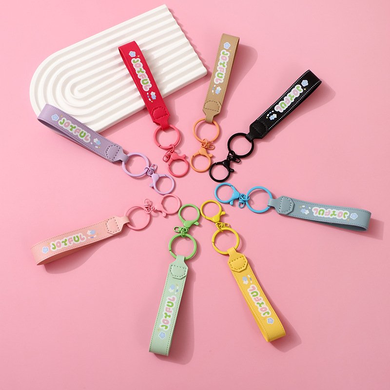 Lilangda Leather Printing Wrist Strap Keychain DIY Accessory Pendant Personality Creative Cute Small Pendant For Men and Women