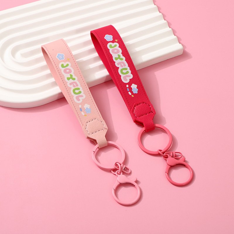 Lilangda Leather Printing Wrist Strap Keychain DIY Accessory Pendant Personality Creative Cute Small Pendant For Men and Women