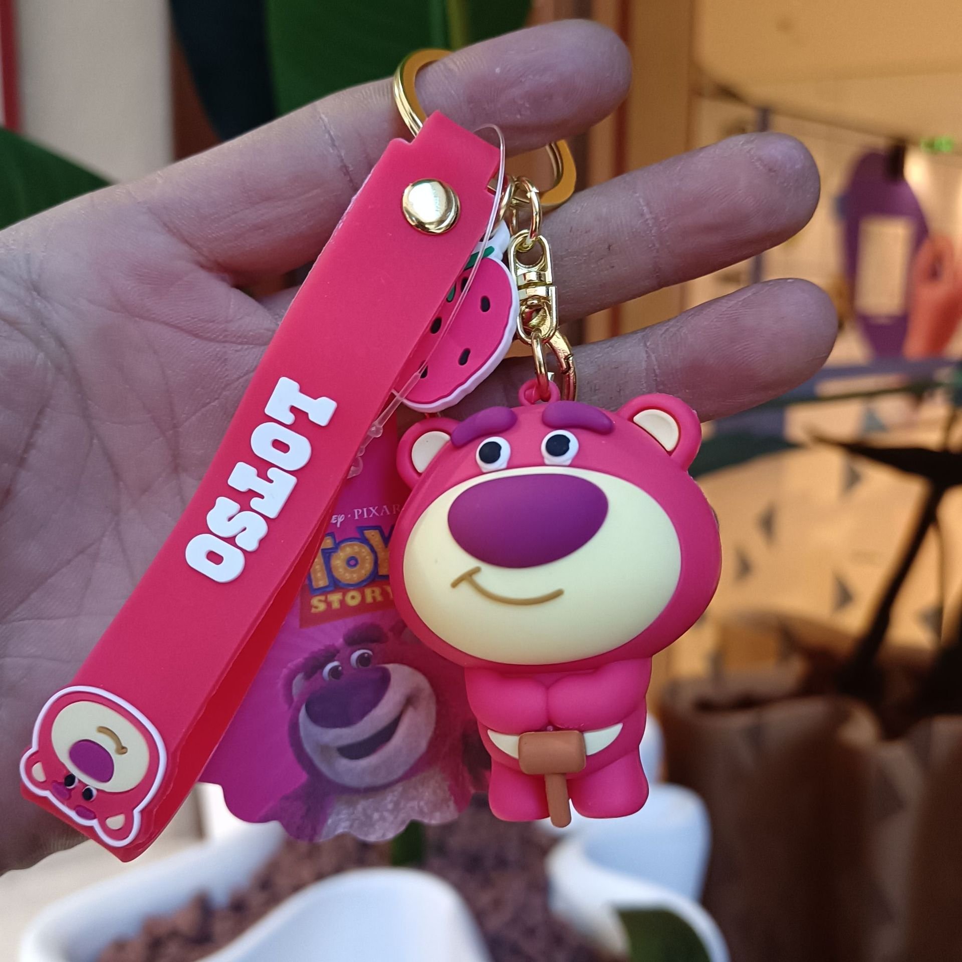 3D Soft Rubber Key Chain Kids Gift Lovely Cartoon Strawberry Bear Keychain Car Key Accessories Bag Decoration Keychains