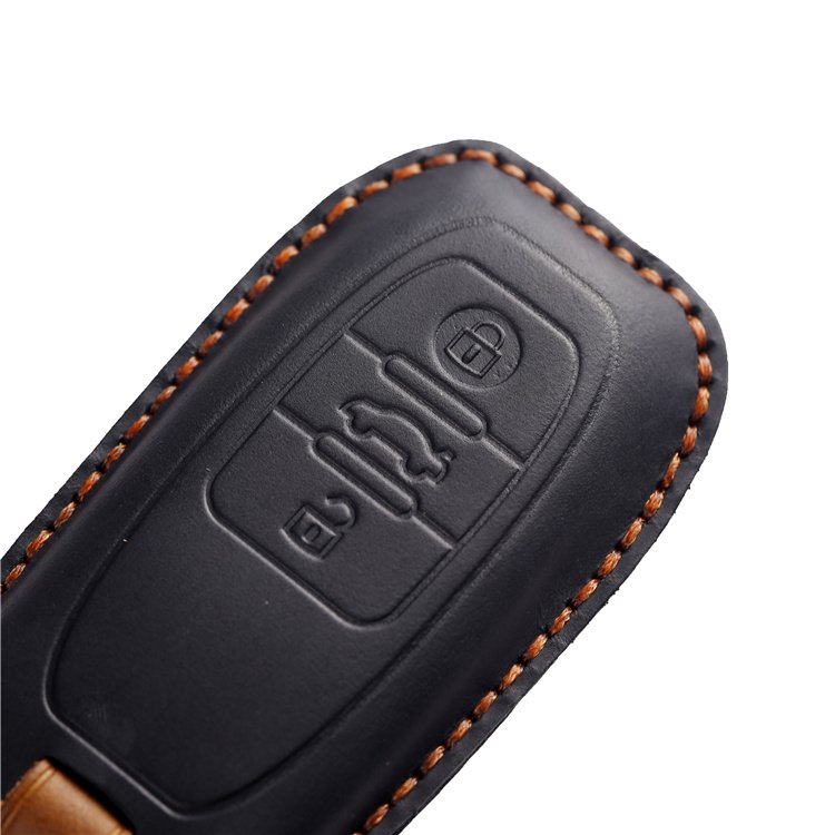 Wholesale Genuine Leather Car Key Case Cover for VW New Phideon Hand Sewing Crazy Horse Leather Key Cover With Key Chain