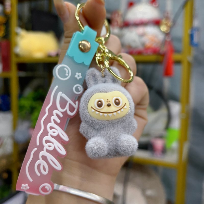 In stock wholesalePlush labubu cloth small sheep key chain creative silicone doll pendant car key chain accessories small gift