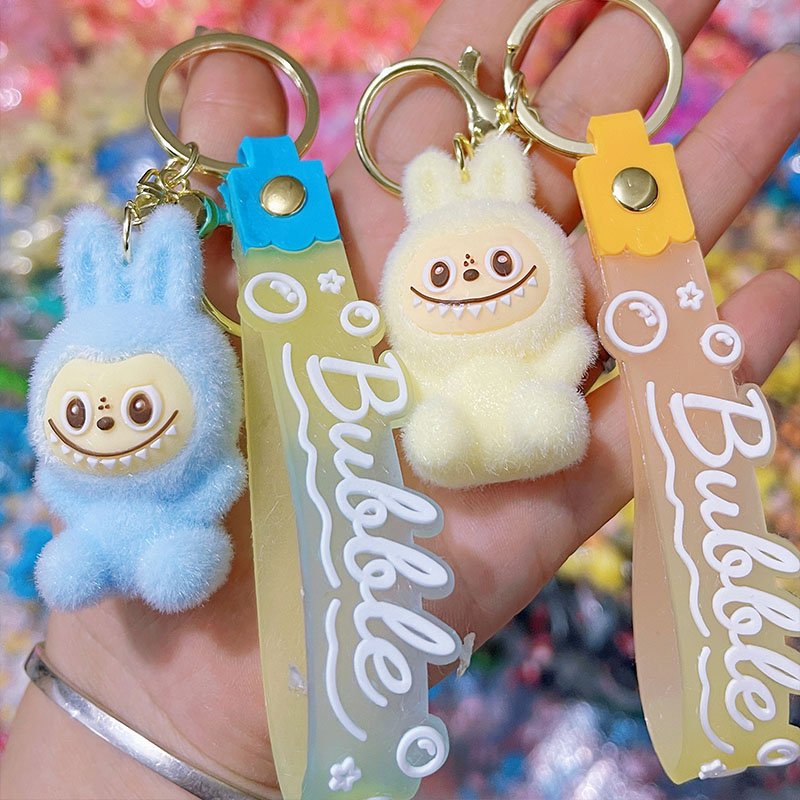In stock wholesalePlush labubu cloth small sheep key chain creative silicone doll pendant car key chain accessories small gift
