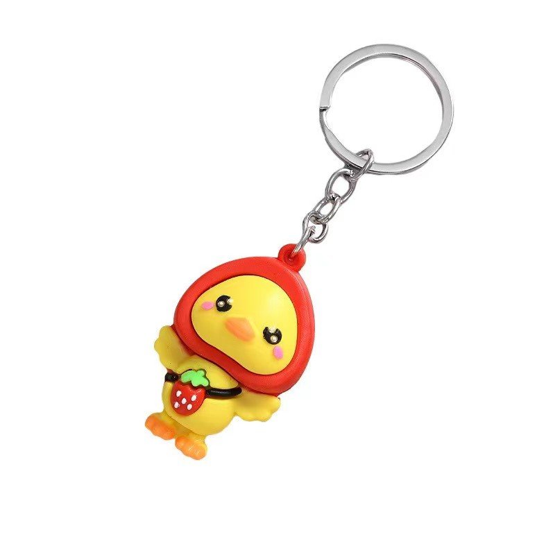 Creative Cartoon Lovely Fruit Duck Rubber Key Chain Pineapple Duckling Couple Car Bag Accessories Pendant Gift
