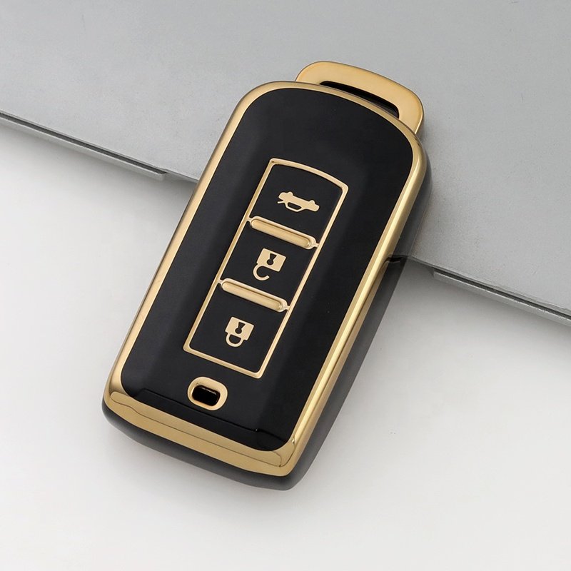 Gold Edge TPU car key cover fit for Mitsubishi 3 Buttons Outlander Lancer Eclipse Mirage Car Accessories key fob case holder