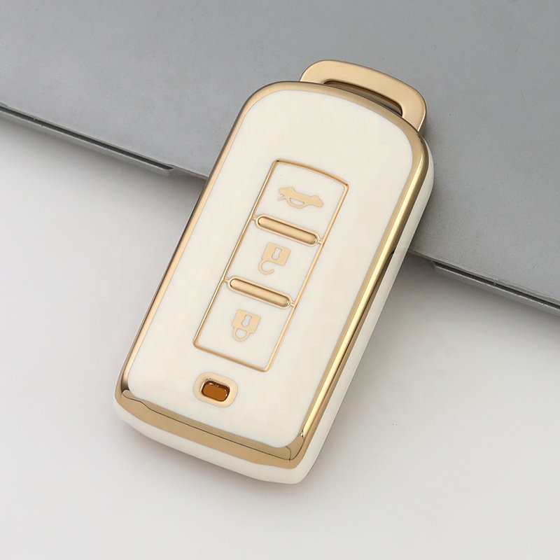 Gold Edge TPU car key cover fit for Mitsubishi 3 Buttons Outlander Lancer Eclipse Mirage Car Accessories key fob case holder