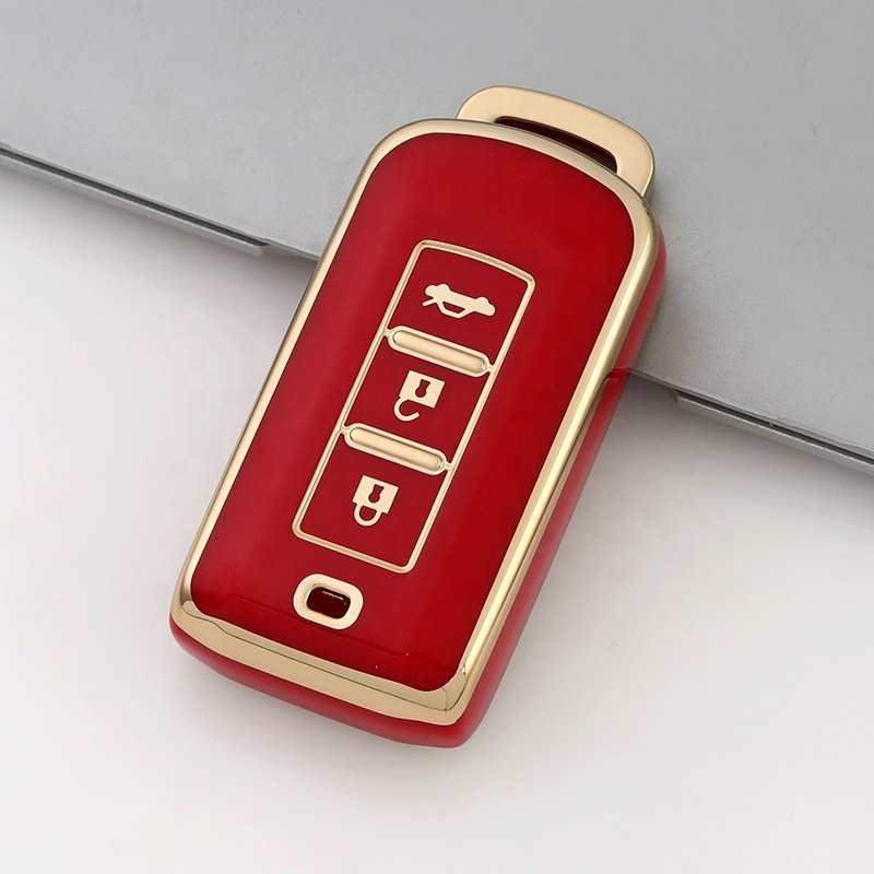 Gold Edge TPU car key cover fit for Mitsubishi 3 Buttons Outlander Lancer Eclipse Mirage Car Accessories key fob case holder