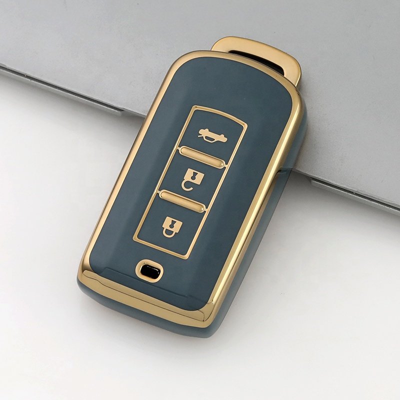 Gold Edge TPU car key cover fit for Mitsubishi 3 Buttons Outlander Lancer Eclipse Mirage Car Accessories key fob case holder