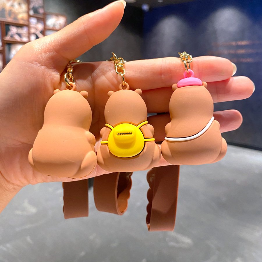 New Arrivals Student's Lovely Capybara Doll Keychain Personalized Bag Backpack Keyring Capybara 3D Cartoon Keychains