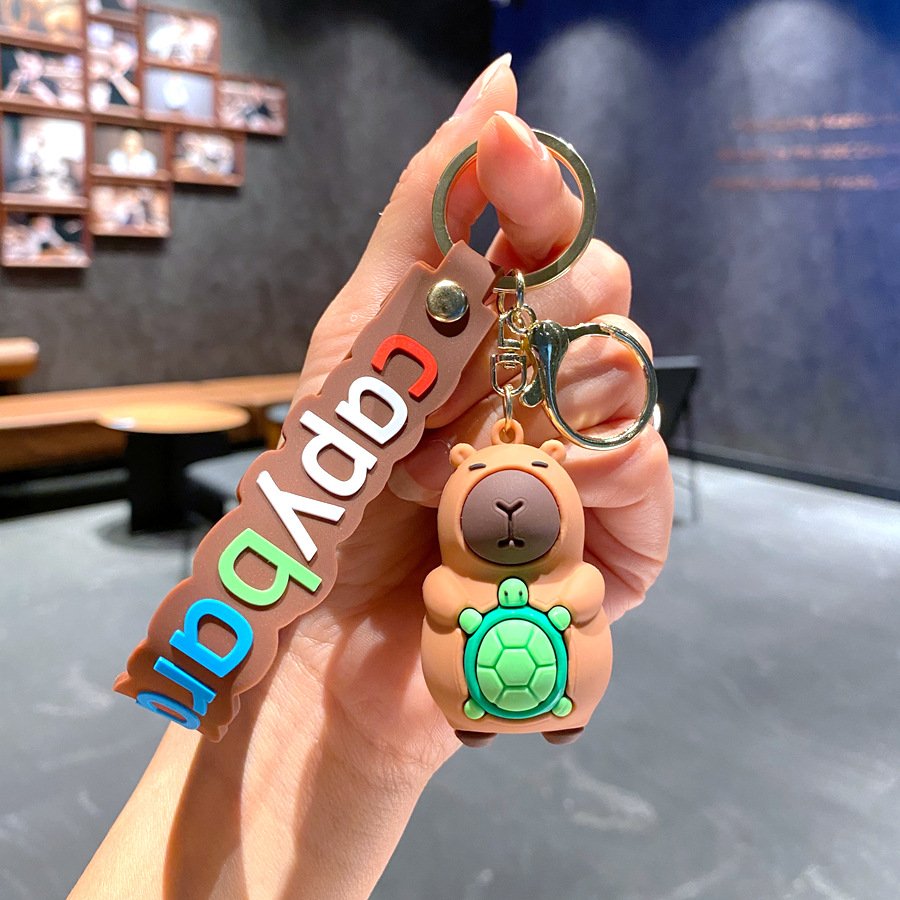 New Arrivals Student's Lovely Capybara Doll Keychain Personalized Bag Backpack Keyring Capybara 3D Cartoon Keychains