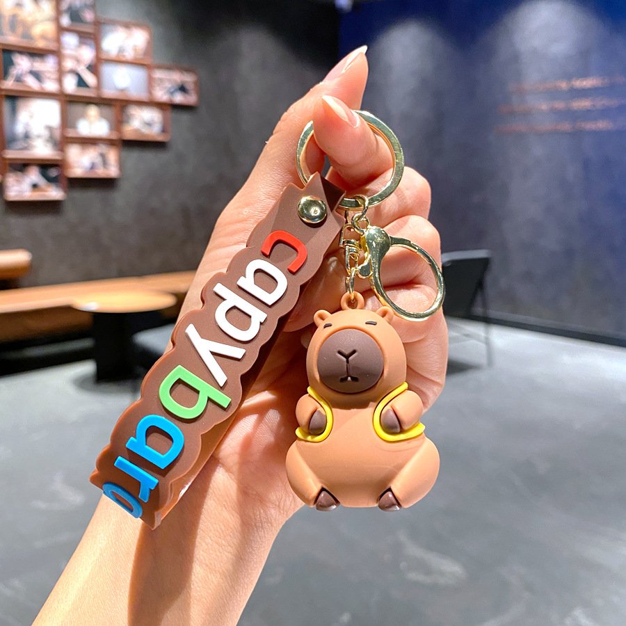 New Arrivals Student's Lovely Capybara Doll Keychain Personalized Bag Backpack Keyring Capybara 3D Cartoon Keychains