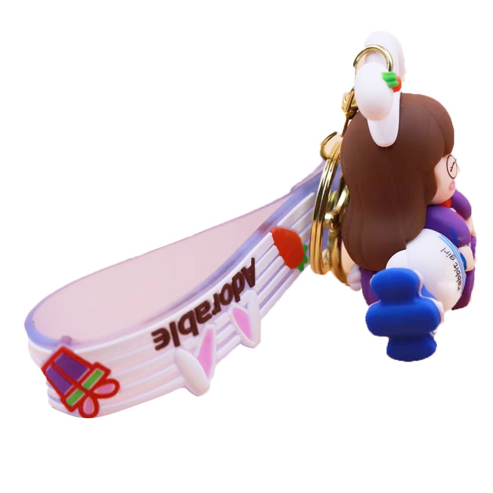 Wholesale cute rabbit girl doll key chain 3D Cartoon PVC Key candy key charm cartoon on bag keychain