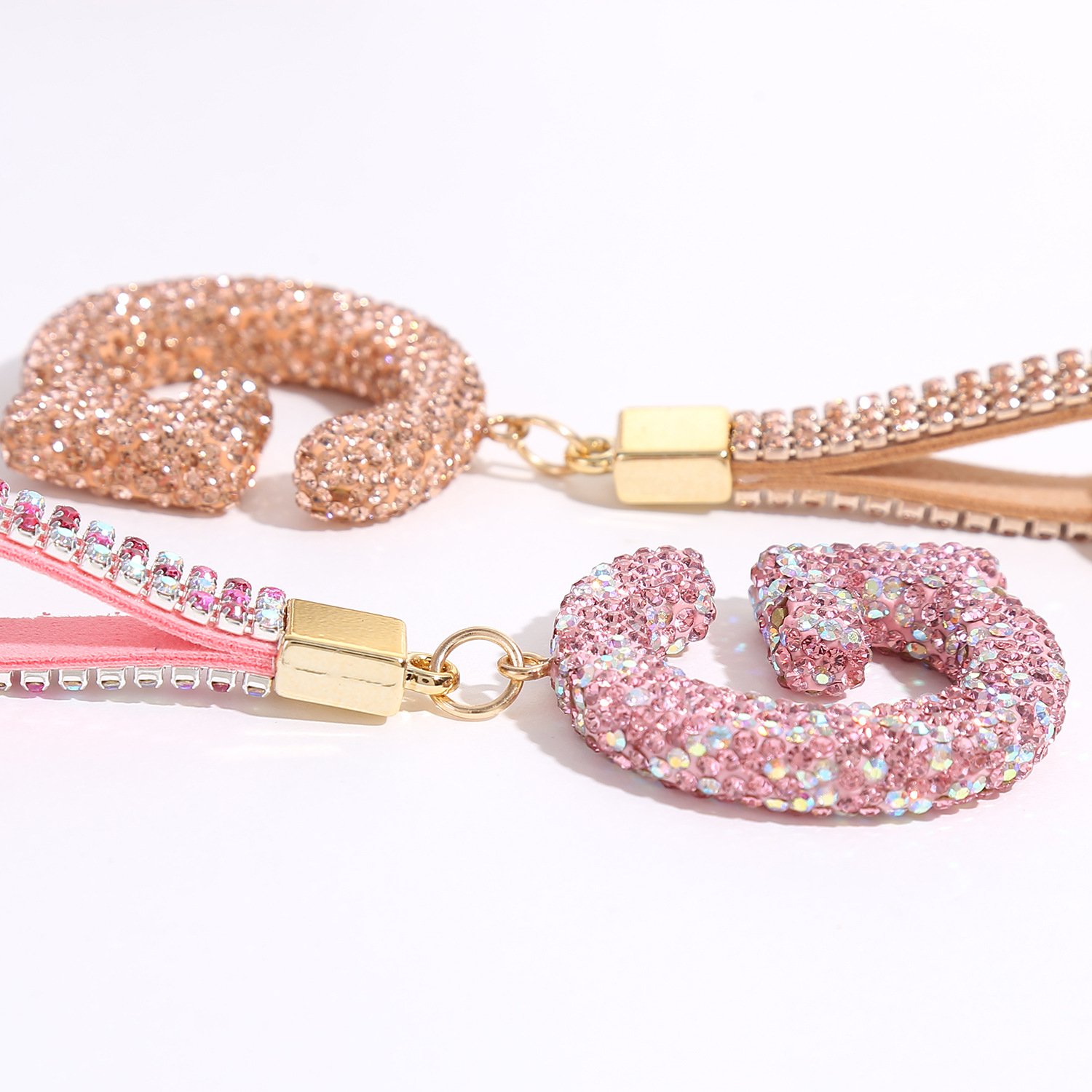 Fashion Full Diamond Crystal Letter G Initial Keychain For Gifts 3D Doll Pendant Car Key Handbag Accessories Keychains Key Ring