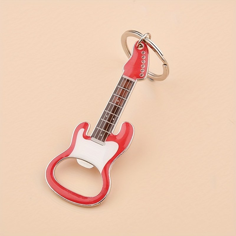 Customized metal guitar shape keychain bottle opener key ring car keychain pendant