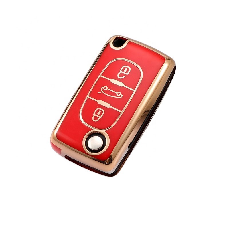 Wholesale Gold Edge TPU Car Key Case Cover For Peugeot 408 508 2008 3008 4008 5008 Car Accessories Key Holder