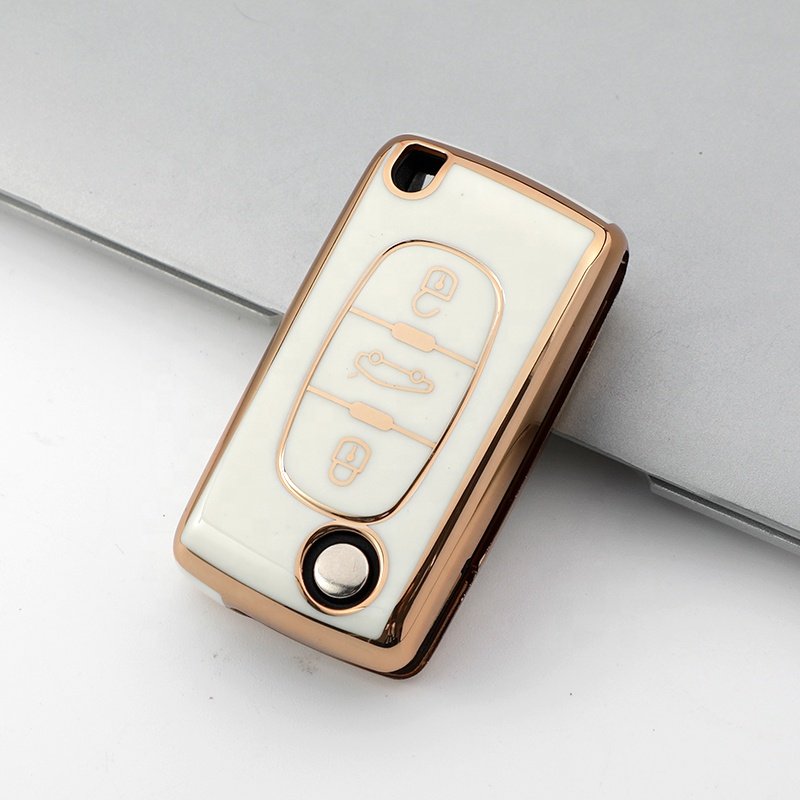 Wholesale Gold Edge TPU Car Key Case Cover For Peugeot 408 508 2008 3008 4008 5008 Car Accessories Key Holder