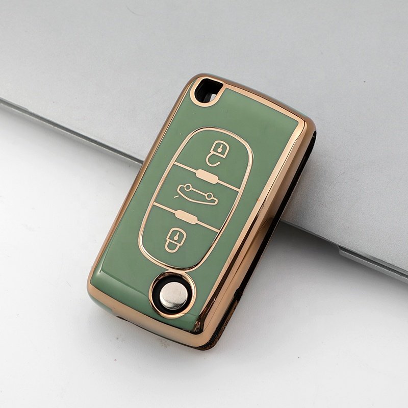 Wholesale Gold Edge TPU Car Key Case Cover For Peugeot 408 508 2008 3008 4008 5008 Car Accessories Key Holder