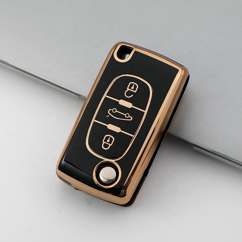 Wholesale Gold Edge TPU Car Key Case Cover For Peugeot 408 508 2008 3008 4008 5008 Car Accessories Key Holder