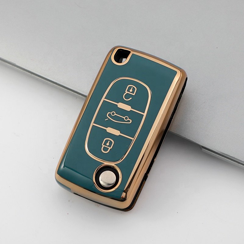 Wholesale Gold Edge TPU Car Key Case Cover For Peugeot 408 508 2008 3008 4008 5008 Car Accessories Key Holder