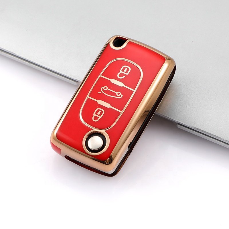 Wholesale Gold Edge TPU Car Key Case Cover For Peugeot 408 508 2008 3008 4008 5008 Car Accessories Key Holder